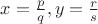 $x=\frac{p}{q},y=\frac{r}{s}$