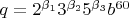 $\[q = 2^{\beta _1 } 3^{\beta _2 } 5^{\beta _3 } b^{60} \]$