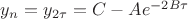 $y_n=y_{2\tau}=C-Ae^{-2B\tau}$