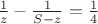 $\frac 1z-\frac 1{S-z}=\frac 14$ $\frac 1z-\frac 1{S-z}=\frac 14$