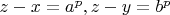$z-x=a^p,z-y=b^p$