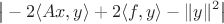 $$
\big|-2\langle Ax, y\rangle+2\langle f, y\rangle - \|y\|^2\big|
$$