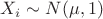 $X_i\sim N(\mu,1)$