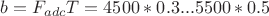 $b=F_{adc} T=4500*0.3...5500*0.5$