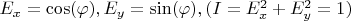 $E_x = \cos(\varphi), E_y=\sin(\varphi),\mdots (I = E_x^2 + E_y^2 = 1)$