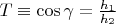 $T\equiv\cos\gamma=\frac{h_1}{h_2}$