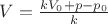 $V=\frac{k V_0+p-p_0}{k}$