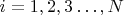 $i=1,2,3\ldots,N$