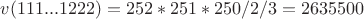 $v(111...1222) = 252*251*250/2/3 = 2635500$