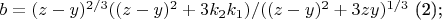 $b=(z-y)^{2/3}((z-y)^2+3k_2k_1)/((z-y)^2+3zy)^{1/3}$  (2);