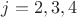 $j=2,3,4$