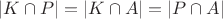 $|K\cap P| = |K\cap A| = |P\cap A|$ $|K\cap P| = |K\cap A| = |P\cap A|$