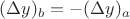 $(\Delta y)_b=-(\Delta y)_a$