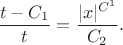 $$\frac{t-C_1}t=\frac{|x|^{C^1}}{C_2}.$$