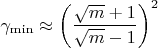 $\gamma_{\min} \approx \left ( \dfrac{\sqrt{m}+1}{\sqrt{m}-1} \right )^2$