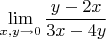 $$\lim \limits_{x,y\to 0} \dfrac{y-2x}{3x-4y}$$