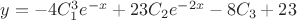 $y=-4C_1^3e^{-x}+23C_2e^{-2x}-8C_3+23$