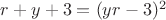$r+y+3=(yr-3)^2$