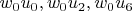 $w_{0}u_0, w_{0}u_2, w_{0}u_6$