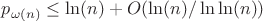 $p_{\omega(n)} \leq \ln(n)+O(\ln(n)/\ln\ln(n))$