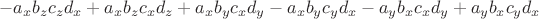 $$- a_x b_zc_z d_x +a_x b_zc_x d_z+a_x b_yc_x d_y - a_x b_yc_y d_x - a_y b_xc_x d_y +a_y b_x c_y d_x$$