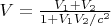 $V=\frac{V_1+V_2}{1+V_1V_2/c^2}$
