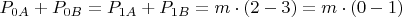 $P_{0A}+P_{0B}=P_{1A}+P_{1B}=m \cdot (2-3)=m \cdot (0-1)$