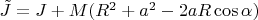 $\tilde{J} = J + M(R^2 + a^2 - 2aR \cos \alpha)$
