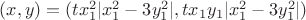 $(x,y)=(tx_1^2|x_1^2-3y_1^2|,tx_1y_1|x_1^2-3y_1^2|)$