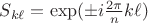 $S_{k\ell}=\exp(\pm i\frac{2\pi}n k\ell)$