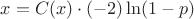 $x=C(x)\cdot(-2)\ln(1-p)$