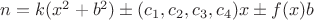 $n=k(x^2+b^2)\pm(c_1,c_2,c_3,c_4)x\pm f(x)b$