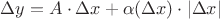 $\Delta y = A \cdot \Delta x+\alpha(\Delta x)\cdot |\Delta x|$