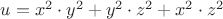 $u=x^2\cdot y^2+y^2\cdot z^2+x^2\cdot z^2$