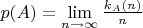 $p(A)=\lim\limits_{n\to\infty}\frac{k_A(n)}n$
