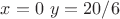 $ x=0 $ $y=20/6$