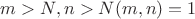 $m>N,n>N и (m,n)=1$