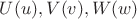 $U(u),V(v),W(w)$