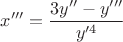 $x'''=\dfrac{3y''-y'''}{y'^4}$