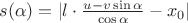 $s(\alpha)=|l\cdot\frac{u-v\sin\alpha}{\cos\alpha}-x_0|$