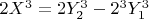 $2X^3=2Y_2^3-2^3Y_1^3$