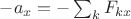$-a_x = -\sum_k F_{kx}$