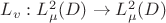 $L_v:L^2_\mu(D)\to L^2_\mu(D)$