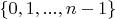$\{0,1,...,n-1\}$