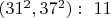 $(31^2,37^2):\ 11$