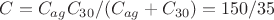 $C= C_{ag}C_{30}/(C_{ag}+C_{30}) = 150/35$