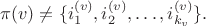 $$\pi(v) \ne  \{i_1^{(v)}, i_2^{(v)}, \ldots, i_{k_v}^{(v)}\}.$$