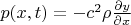 $p(x,t)=-c^2 \rho \frac{\partial y}{\partial x}$