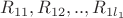 $R_{11},R_{12},..,R_{1l_1}  $