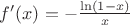 $f'(x)=-\frac{\ln(1-x)}{x}$